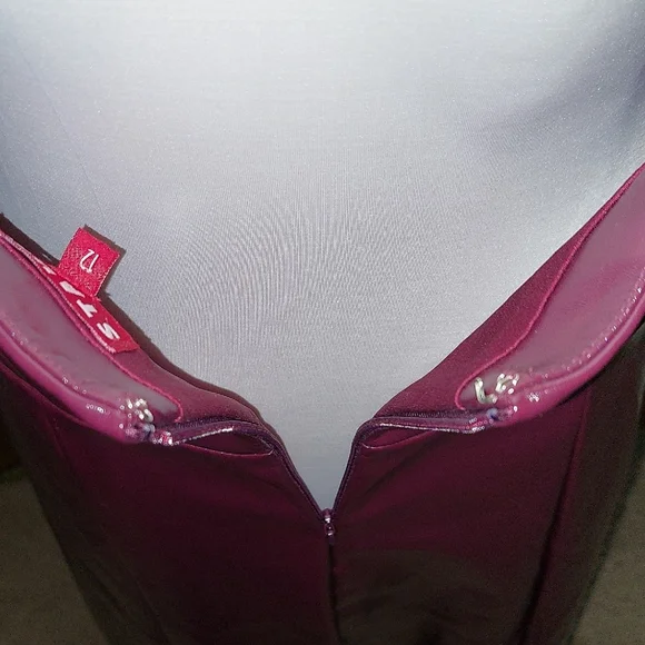 STAUD Plum Abstract Faux Leather Midi Dress Sz 12 - Picture 9 of 15